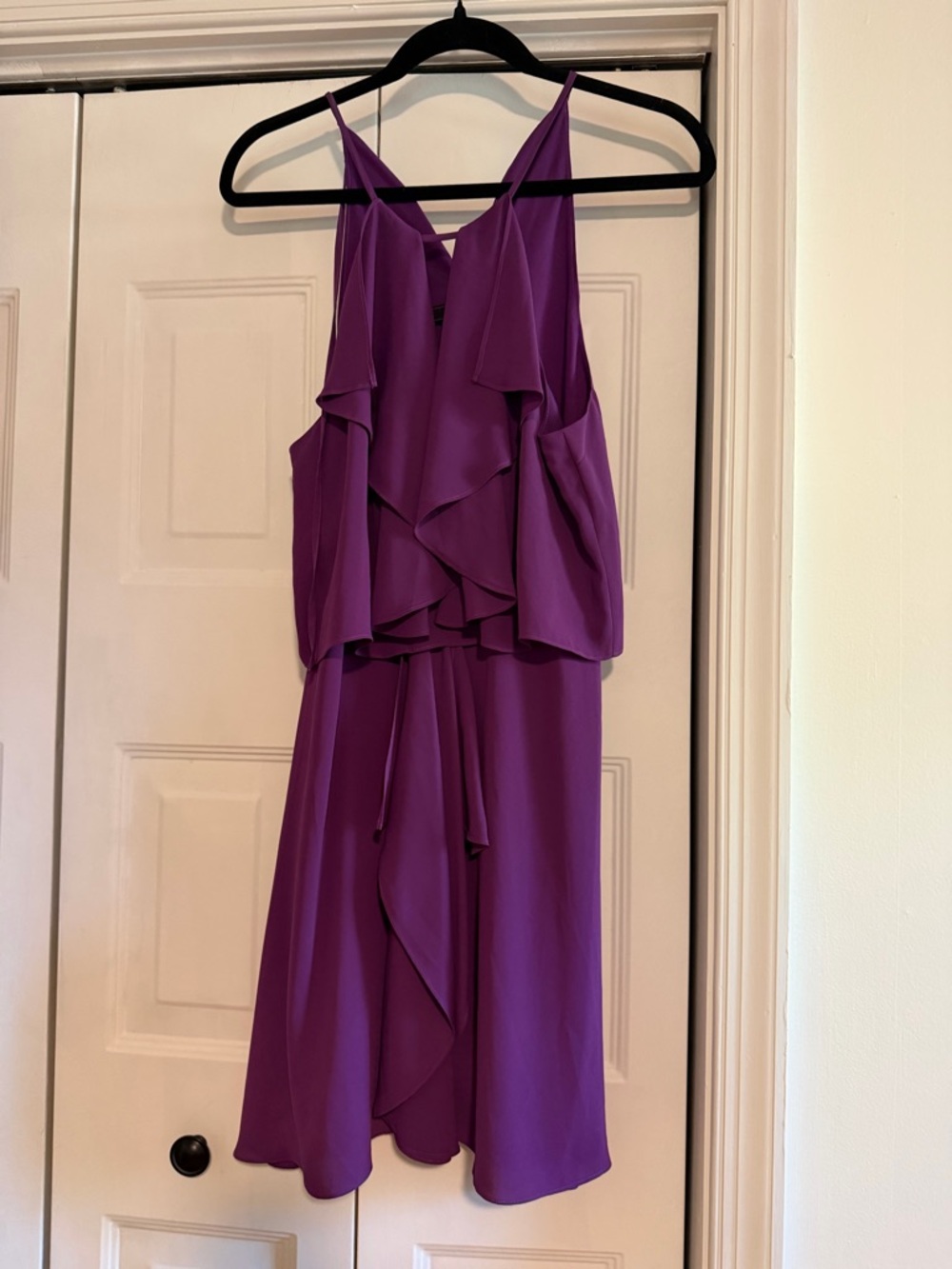 BCBGMaxAzria Purple Ruffled Midi Dress